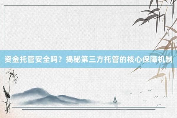 资金托管安全吗？揭秘第三方托管的核心保障机制