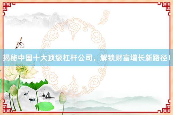 揭秘中国十大顶级杠杆公司，解锁财富增长新路径！