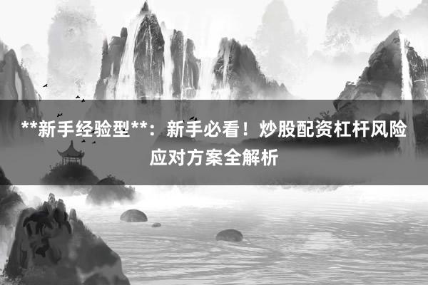 **新手经验型**：新手必看！炒股配资杠杆风险应对方案全解析