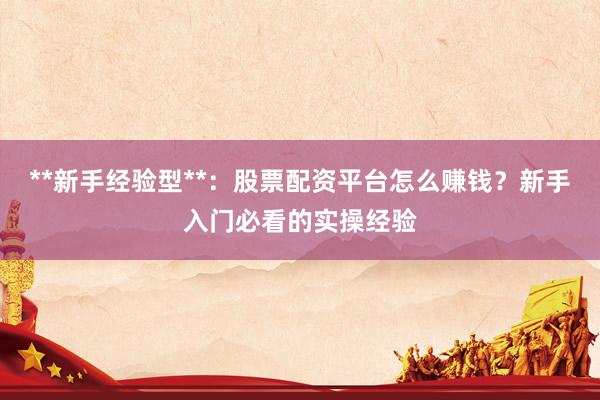 **新手经验型**：股票配资平台怎么赚钱？新手入门必看的实操经验