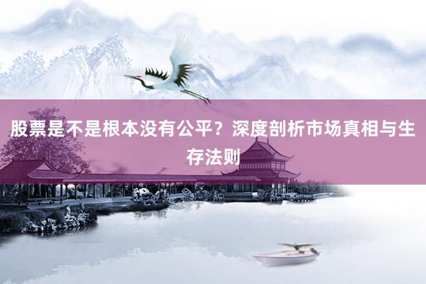 股票是不是根本没有公平？深度剖析市场真相与生存法则