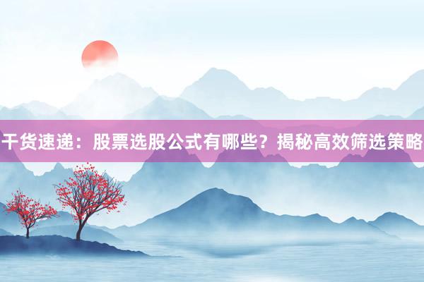 干货速递：股票选股公式有哪些？揭秘高效筛选策略