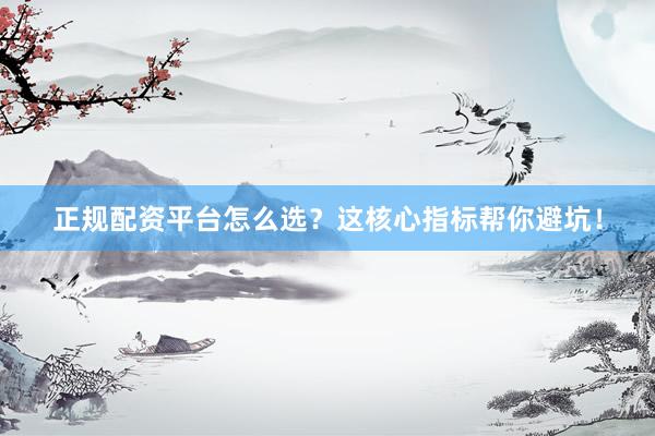 正规配资平台怎么选？这核心指标帮你避坑！