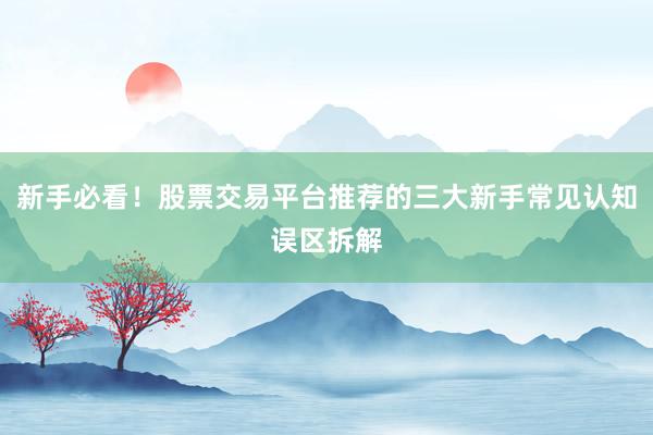 新手必看！股票交易平台推荐的三大新手常见认知误区拆解