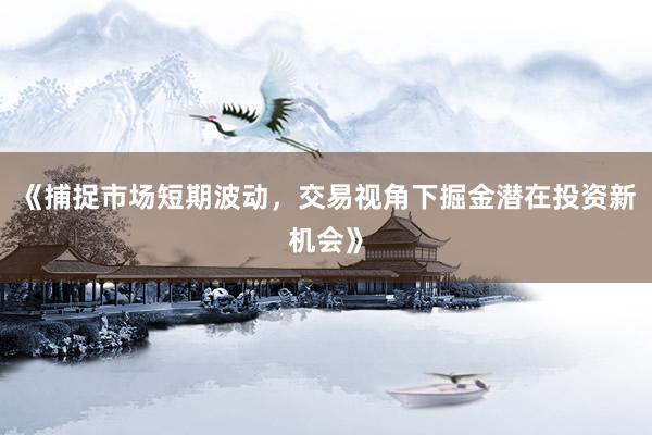 《捕捉市场短期波动，交易视角下掘金潜在投资新机会》