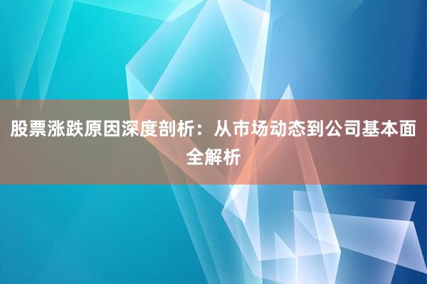 股票涨跌原因深度剖析：从市场动态到公司基本面全解析